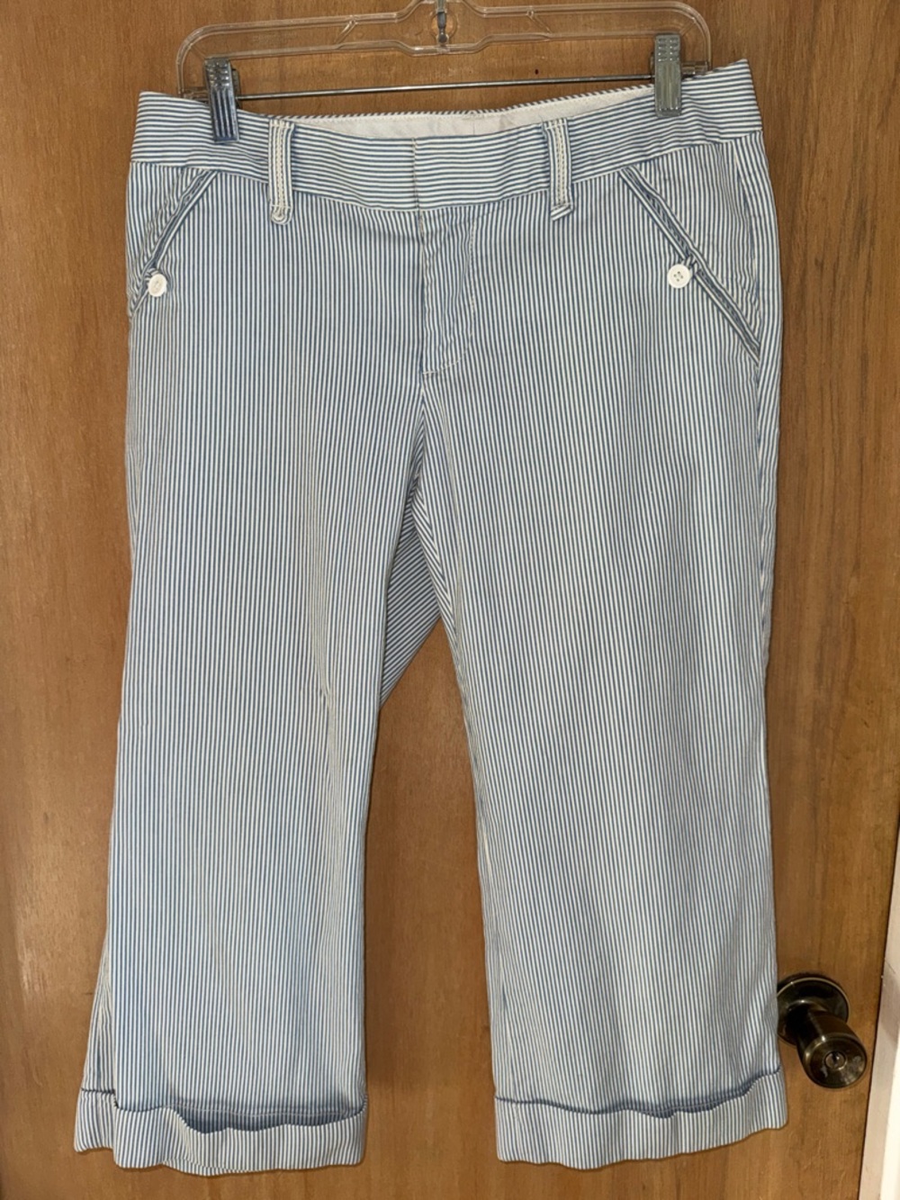GAP Original Stretch Pinstriped Cropped Cuffed Pants Summer Size 6